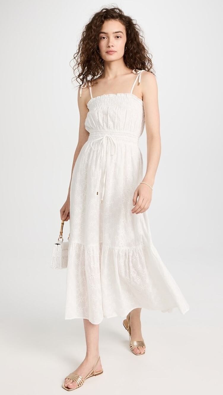 MINKPINK White Sadie Brodery Midi Cotton Sundress (S)